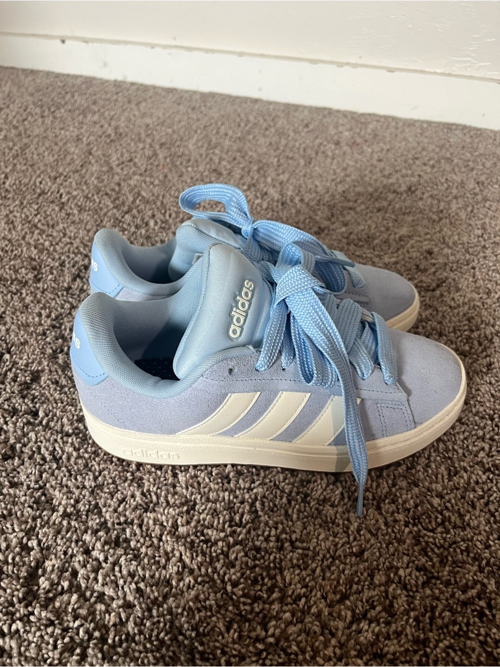 adidas Light Blue and White Women's Low-Top Lace Sneakers
